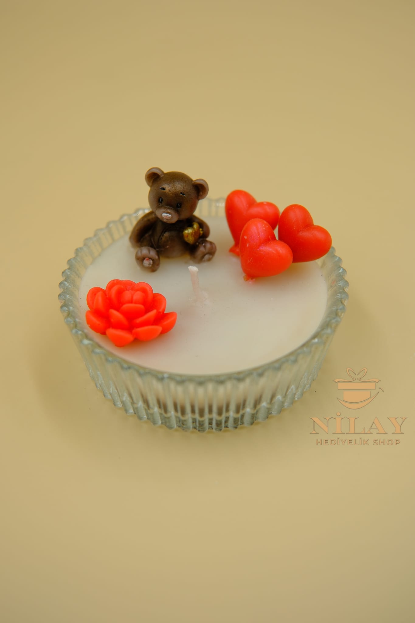 Ayıcıklı Kalpli Kokulu Mum