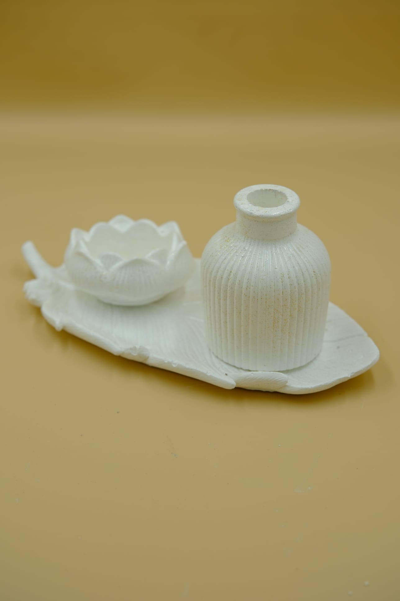 Lotus | Vazo Yaprak Tabaklı Set