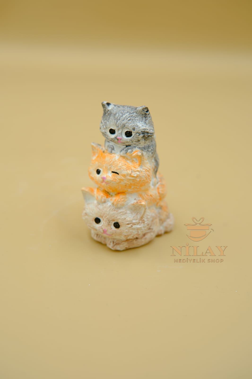 Dekoratif Şirin Üçlü Kedi