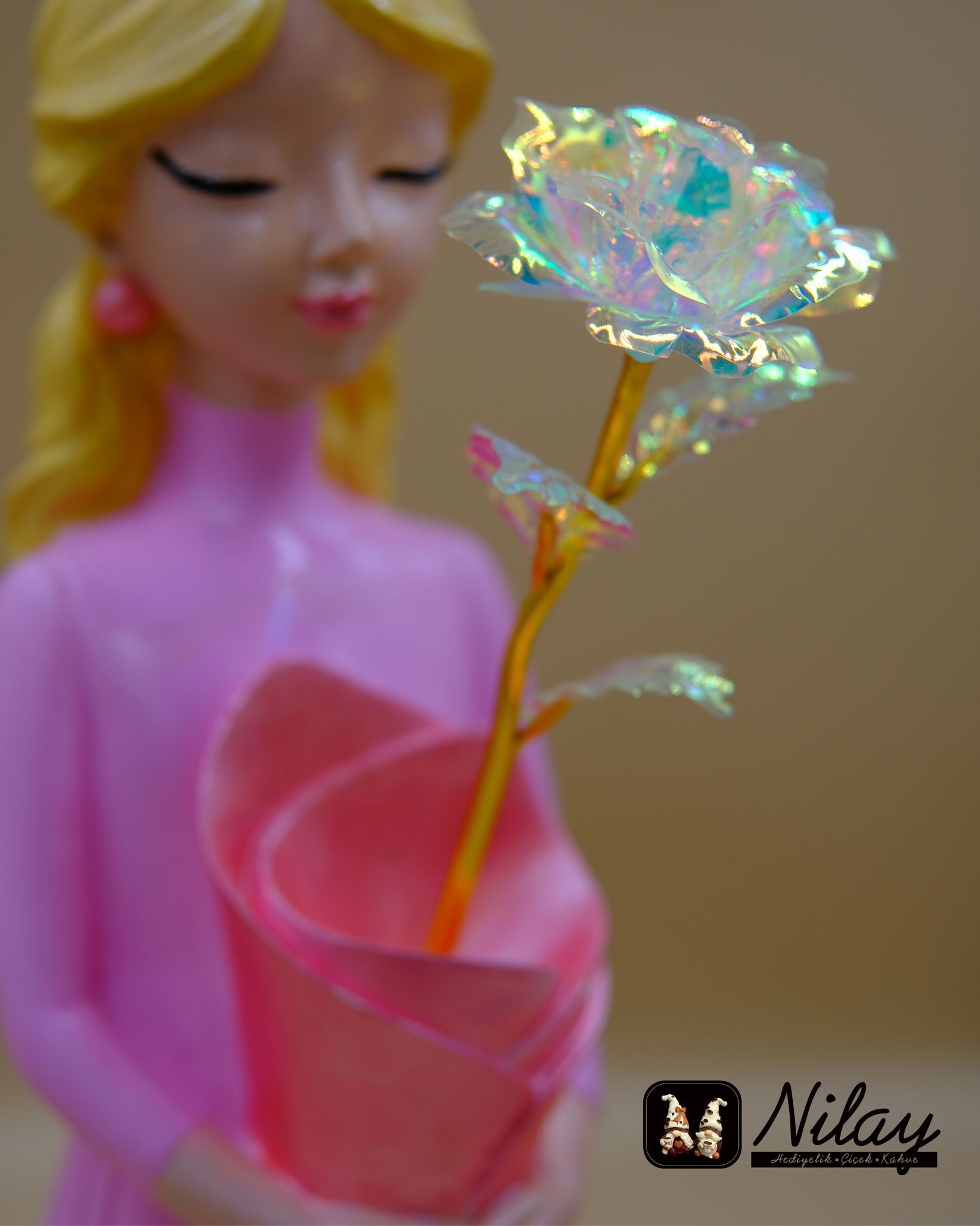 Buket Tutan Kız | Sonsuz Gül Hediyeli